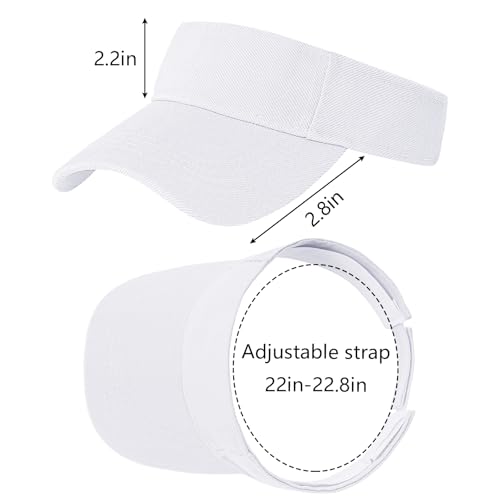 Rbenxia 2 Pieces of Adjustable Sport Visors Sun Visor Hats Cap Visors for Women and Men - color: White