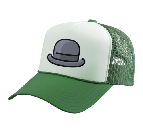 Really Like Bowler Hats Derby Bob Hat Trucker Hat with Adjustable Mesh Back - color: Kelly Green/White