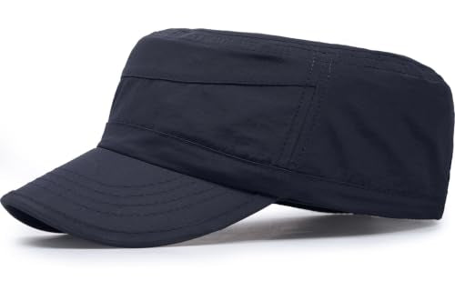 Cadet Army Cap Unisex Military Hat Adjustable Flat Top Cap Baseball Cap - color: Navy Blue