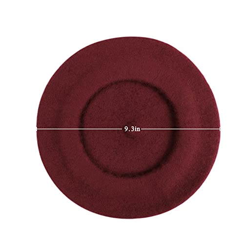 Wheebo Berets for Kids Wool French Beret Hats Artist Painter Hats for Little Girls Boys Solid Color Style - color: Burgundy