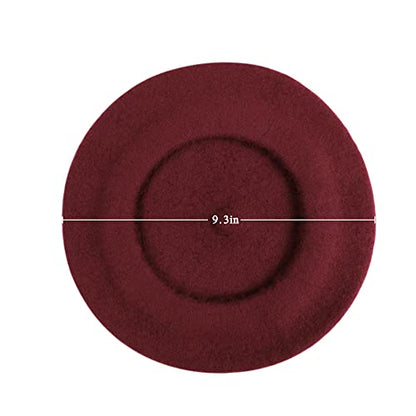 Wheebo Berets for Kids Wool French Beret Hats Artist Painter Hats for Little Girls Boys Solid Color Style - color: Burgundy
