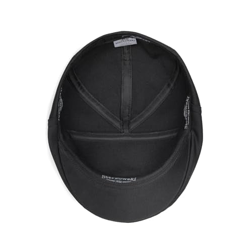 Sterkowski Ivy Five Newsboy | 100% Softened Cotton Flat Cap for Men | Breathable Airy 5 Panels Cap Without Lining - color: Black, size: 7 5/8