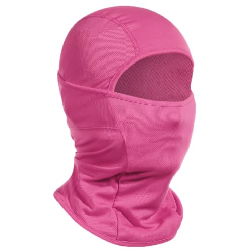 Achiou Ski Mask for Men and Women, Lightweight UV Balaclava Face Cover - color: Rosered