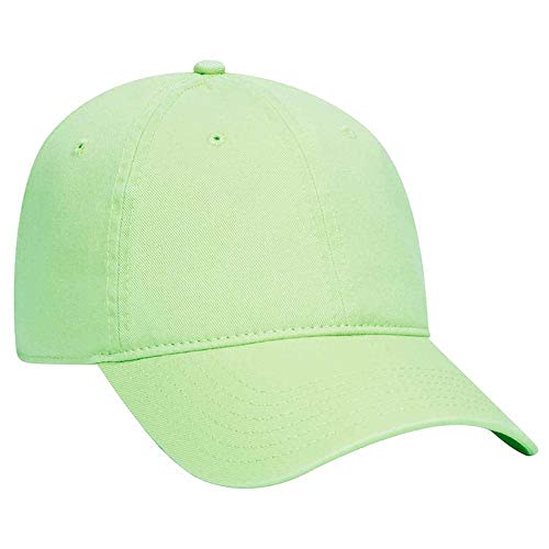 Ashen Fane 6 Panel Low Profile Garment Washed Superior Cotton Twill Dad Hat with Buckle - color: Neon Green