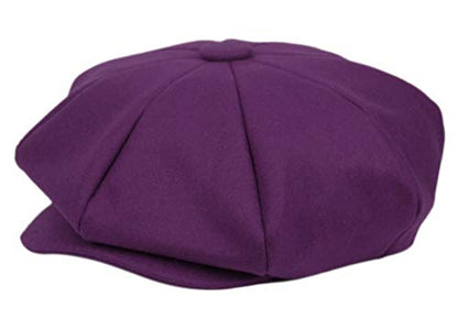 Oversized Men's Super Big 100% Wool 8 Panel Applejack Newsboy Cabbie Gatsby 20 Generation Hats (Not a Regular Apple hat) - color: Solid Purple