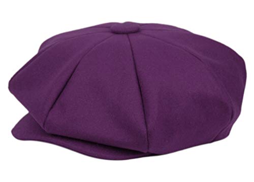Oversized Men's Super Big 100% Wool 8 Panel Applejack Newsboy Cabbie Gatsby 20 Generation Hats (Not a Regular Apple hat) - color: Solid Purple