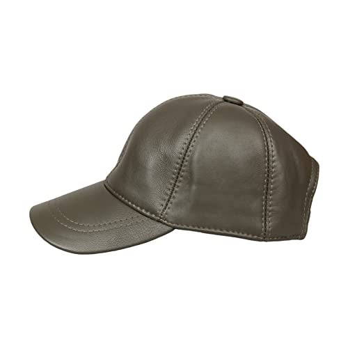 Genuine Leather Unisex Baseball Cap - color: Dark Green