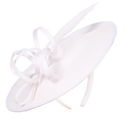 Women's Fascinators Feather Polyester Kentucky Derby Saucer Hats with Headband - color: White With Pearl