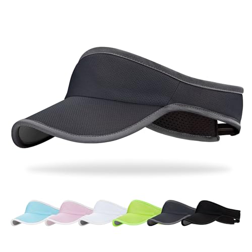 Sports Sun Visor Hat for Women Men, Lightweight Quick-Dry Sun Hat - color: Grey