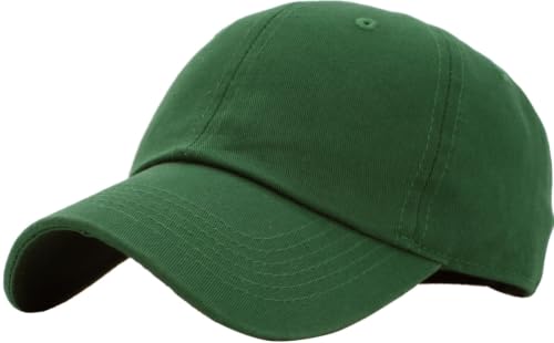 KBETHOS Classic Unisex Cotton Adjustable Low Crown Baseball Cap – Plain Dad Hat - color: Dark Forest Green