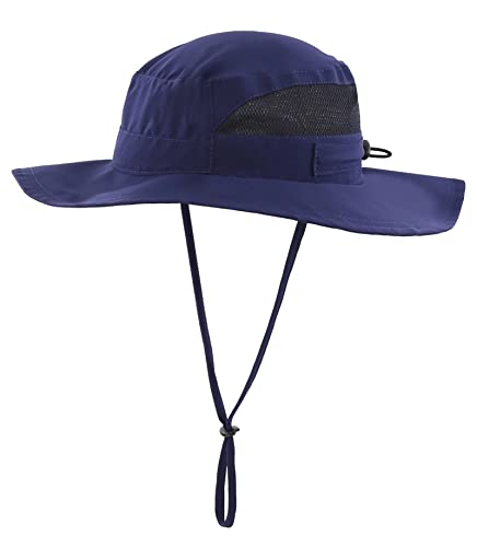 Connectyle Toddler Kids Sun Hat UPF 50+ UV Protection - Boys & Girls Wide Brim Bucket Hats for Outdoor Summer, Ages 2-6 - color: Navy Blue, size: 2-4T