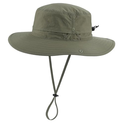 Connectyle Sun Hat for Men Women Outdoor UV Protection Safari Hat for Fishing Hiking Gardening Breathable Cowboy Hat UPF50 - color: Light Army Green
