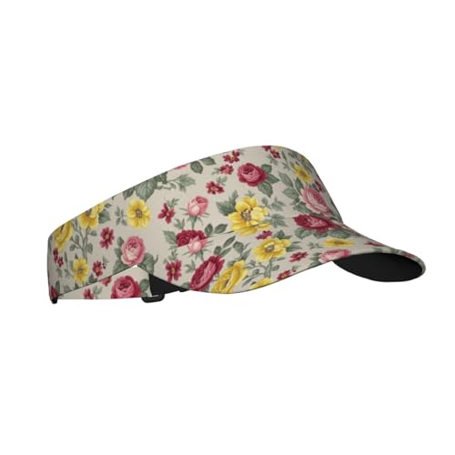 Sun Visor Hats Adjustable Open Top Sport Hat for Golf Women/Men - color: Elegant Flower