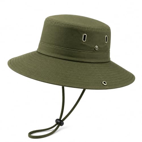 AVYZA CO. Wide Brim Sun Hat for Men & Women UPF 50+ Lightweight Waterproof Hat for Fishing & Hiking - color: Army Green