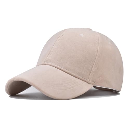 TOPTIE Suede Baseball Cap Hat, Adjustable 6 Panel Structured - color: Beige