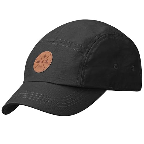 5 Panel Hat for Men - Stylish Baseball Cap, Camp Hat for Women, Casual Trucker Hat & Stylish Running Hat for Sun Protection - color: Leather Black