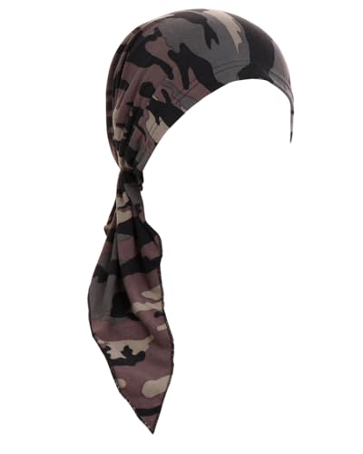 Chemo Headwear for Women Pre-Tied Head Scarf Coverings Scarves - color: Green Camouflage
