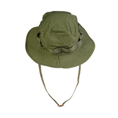 Mil-Tec Unisex Cotton Ripstop Boonie Hat - Durable Lightweight Tactical Outdoor Vented Wide Brim Hat w/Adjustable Chin Strap - color: Olive Drab, size: Medium
