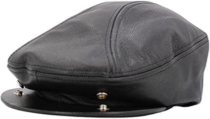 KBETHOS Leather Ascot Made in USA Ivy Collection Classic Newsboy Caps - color: Black, size: Medium