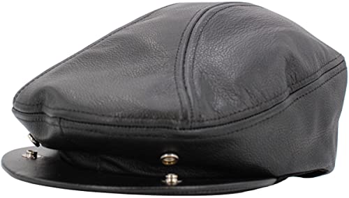 KBETHOS Leather Ascot Made in USA Ivy Collection Classic Newsboy Caps - color: Black, size: X-Large