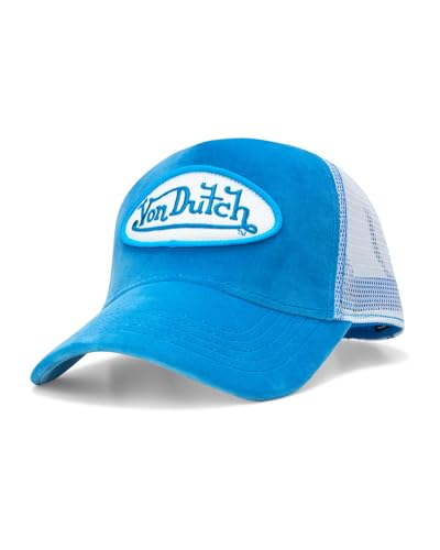 Von Dutch Unisex Velvet Trucker Hat, Curved Bill, Mesh Back, Snapback - color: Blue