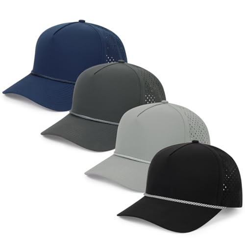 HH HOFNEN Quick Dry Baseball Cap Snapback Golf Trucker Hat for Men Women - color: #4 Darkgray+gray+black+navy