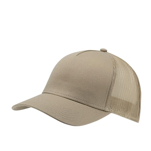 The Vintage Year Plain Cotton Structured Mesh Adjustable Trucker Sports Baseball Cap - color: Khaki