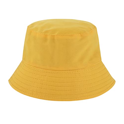 WLLHYF Bucket Hats, Reversible Cotton Sun Hat Foldable (Dual Color)