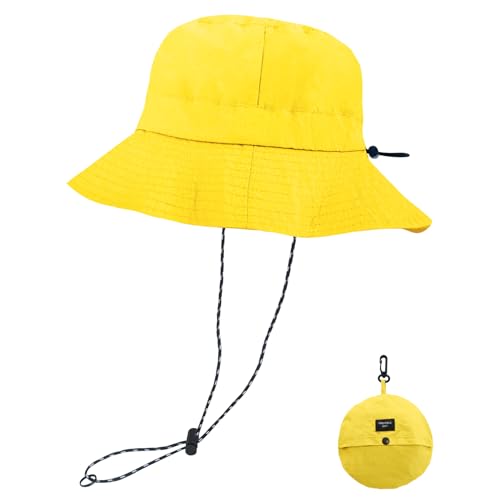 NPQQUAN Sun Bucket Hats for Woman Men Lightweight Sun Hat Packable Foldable - color: (Pure Yellow)