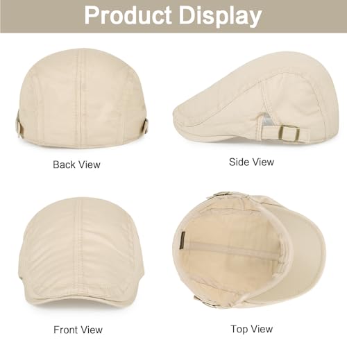 3Pcs Cotton Newsboy Hat for Men Cool Adjustable Flat Cap - color: # Black+darkgrey+khaki