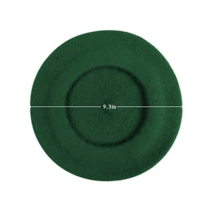 Wheebo Berets for Kids Wool French Beret Hats Artist Painter Hats for Little Girls Boys Solid Color Style - color: Dark Green