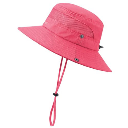 Komorebi UPF 50+ Kids Sun Hat，Wide Brim Bucket Hats for Kids Beach Outdoor - color: Watermelon Red