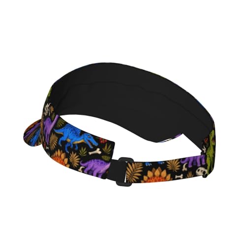 Sun Visor Hats Adjustable Open Top Sport Hat for Golf Women/Men - color: Dinosaur