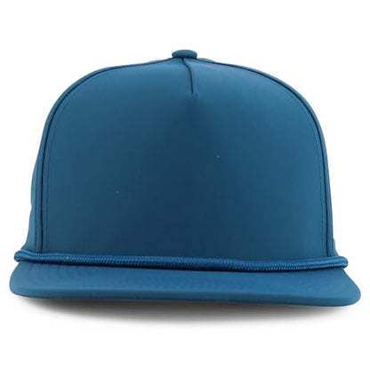 Trendy Apparel Shop 5 Panel Hybrid Perforated Rope Flatbill Snapback Cap - color: Teal