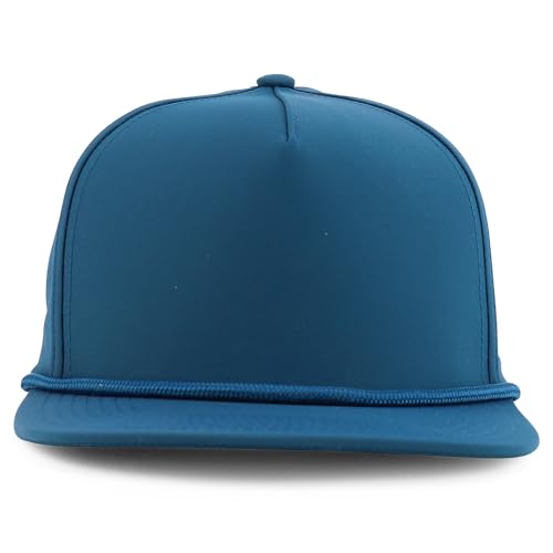 Trendy Apparel Shop 5 Panel Hybrid Perforated Rope Flatbill Snapback Cap - color: Teal