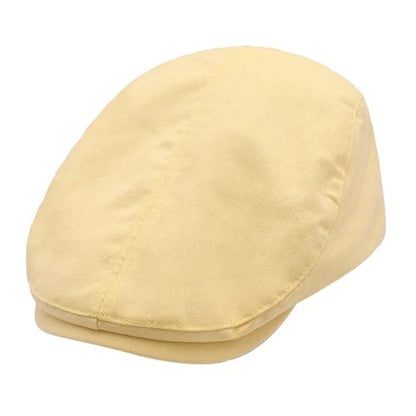ZLYC Men Summer Flat Cap Scally Ivy Gatsby Newsboy Beret Driver Hat - color: Solid Pale Yellow