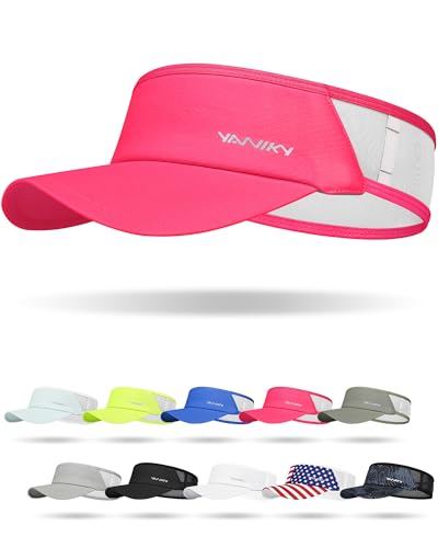 Sports Sun Visor Hats for Women Men Lightweight Breathable Cooling Stretchy Visors Foldable UPF 50+ for Running Tennis Golf - color: Rose Red