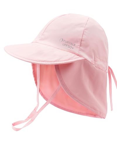 FURTALK Baby Sun Hat with Neck Flap UPF 50+ Toddler Quick Dry Swim Hat - color: Pink, size: 0-6 Months