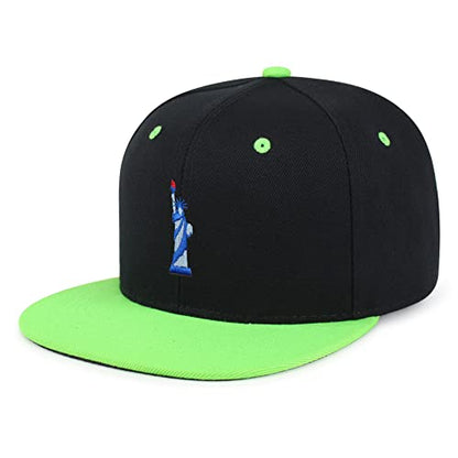 Liberty Statue Hip-Hop Snapback Hat Embroidered Baseball Cap New York - color: 20. Black/Neon Green
