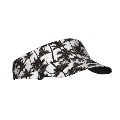 Sports Sun Visor Hats Adjustable Men Women Lightweight Packable Cooling Empty Top Visor Hat for Running, Tennis, Golf - color: Black White Palm, size: 1-2