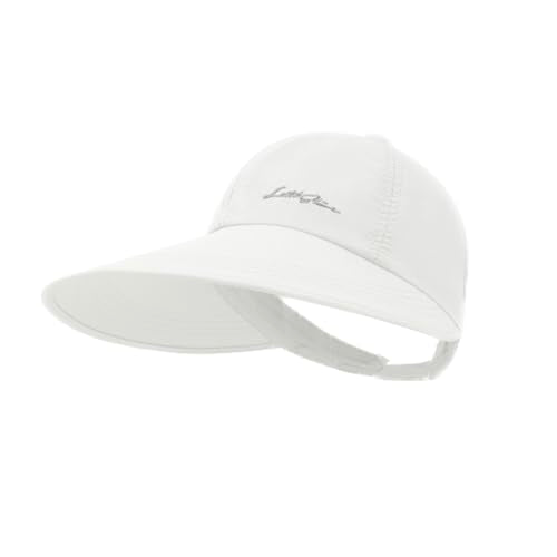 Sun Hats for Women Outdoor Wide Brim UV Protection Hollow Top Summer Beach Packable Visor with Ponytail-Hole - color: White
