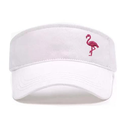 Embroidered Adjustable Sun Visor for Women Men Outdoor Golf Tennis - color: Flamingo/White