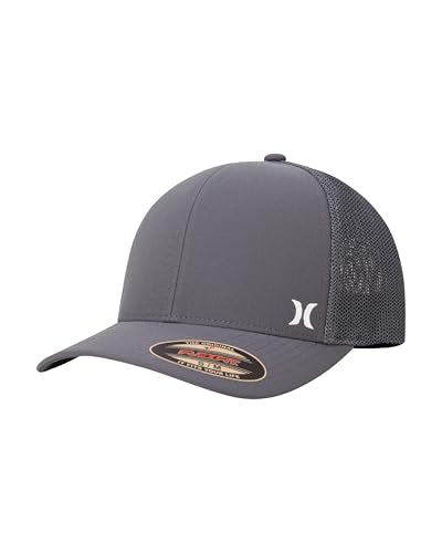 Hurley Mens Mini Icon Mesh Panel Fitted Trucker Baseball Cap - color: Dark Grey, size: Large-X-Large