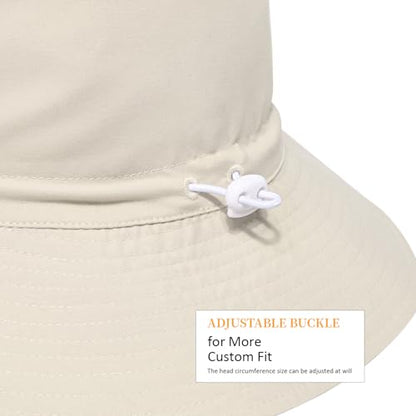 Women Wide Brimmed Sun Hat,Summer Foldable Beach Bucket Hat with UV Protection for Women Young Girls - color: Beige