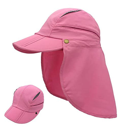 Hat with Neck Protection Detachable Multi-Purpose Summer Sun Hat Sun Protection Breathable Quick Dry UV Protection - color: Pink, size: Large