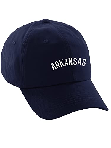 Daxton USA Cities Baseball Dad Hat Cap Cotton Unstructure Low Profile Strapback - color: Arkansas Navy White