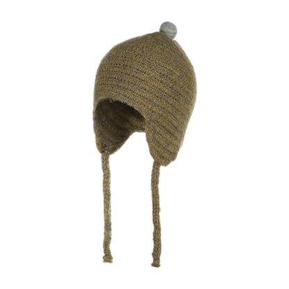 PENINSULA LOVE Toddler Kids Peruvian Beanie Hat Winter Earflap Knitted Beanie Slouchy Ski Snow Hat for Boys Girls 2-6 Years - color: Ginger