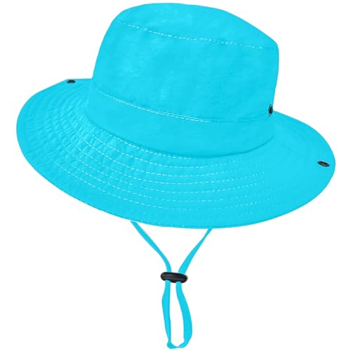 ZOORON Kids Sun Hat UPF 50+ Quick Dry Bucket Safari Hat for Girls and Boys - color: Lake Bule