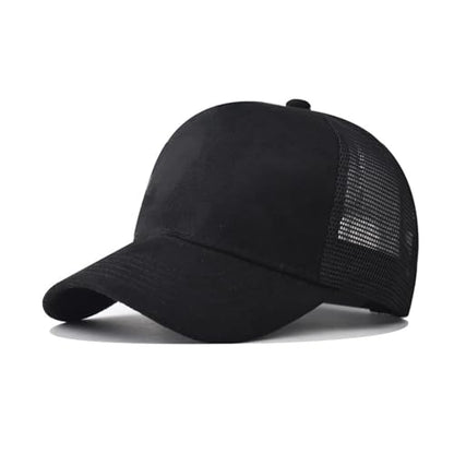 Trucker Hat Men Blank Mesh Suede Baseball Cap for Men and Women Baseball Hat 5-Panel Trucker Hat for Hunting & Hiking - color: Black