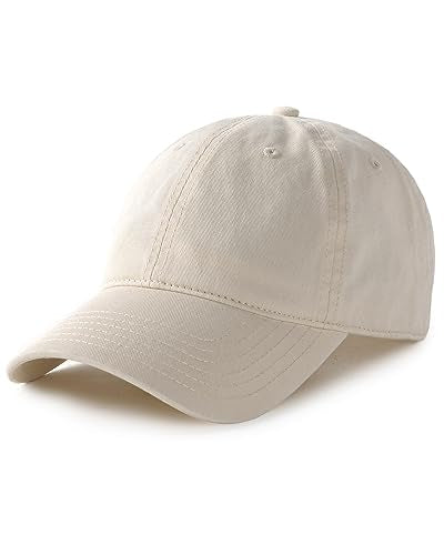 FURTALK Unisex Vintage Unstructured Baseball Cap Washed Cotton Dad Hat - color: Beige, size: Large-X-Large